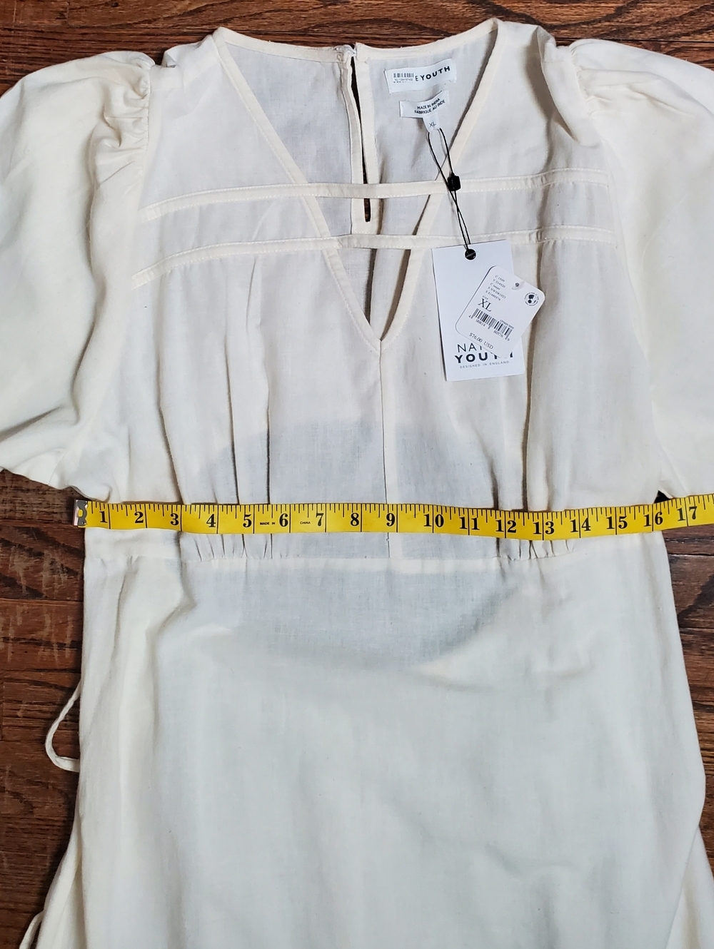 Free People By Native Youth NWT Folunce Open Back Linen Dress Cream Size XL - Picture 13 of 14